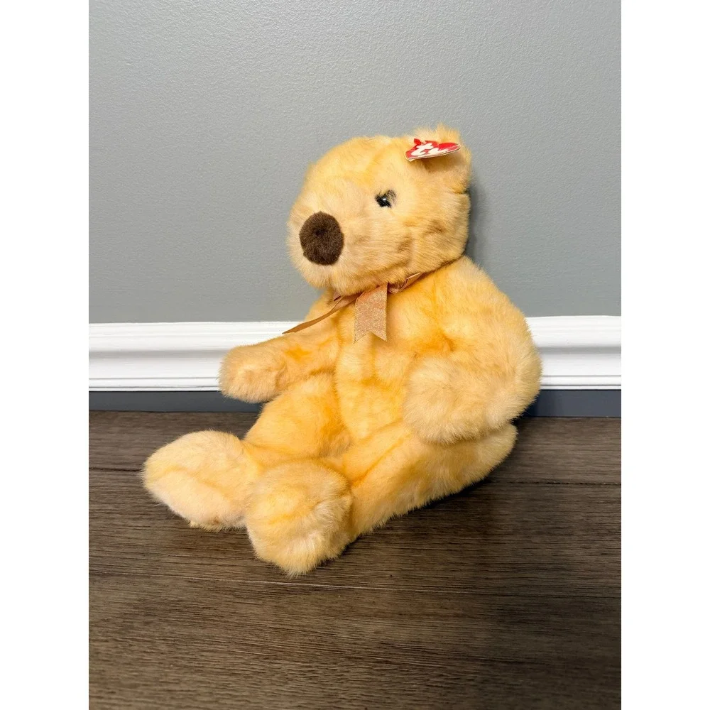 Vintage 1999 Ty Beanie Buddy‎ Butterbeary Bear with Gold Neck Ribbon